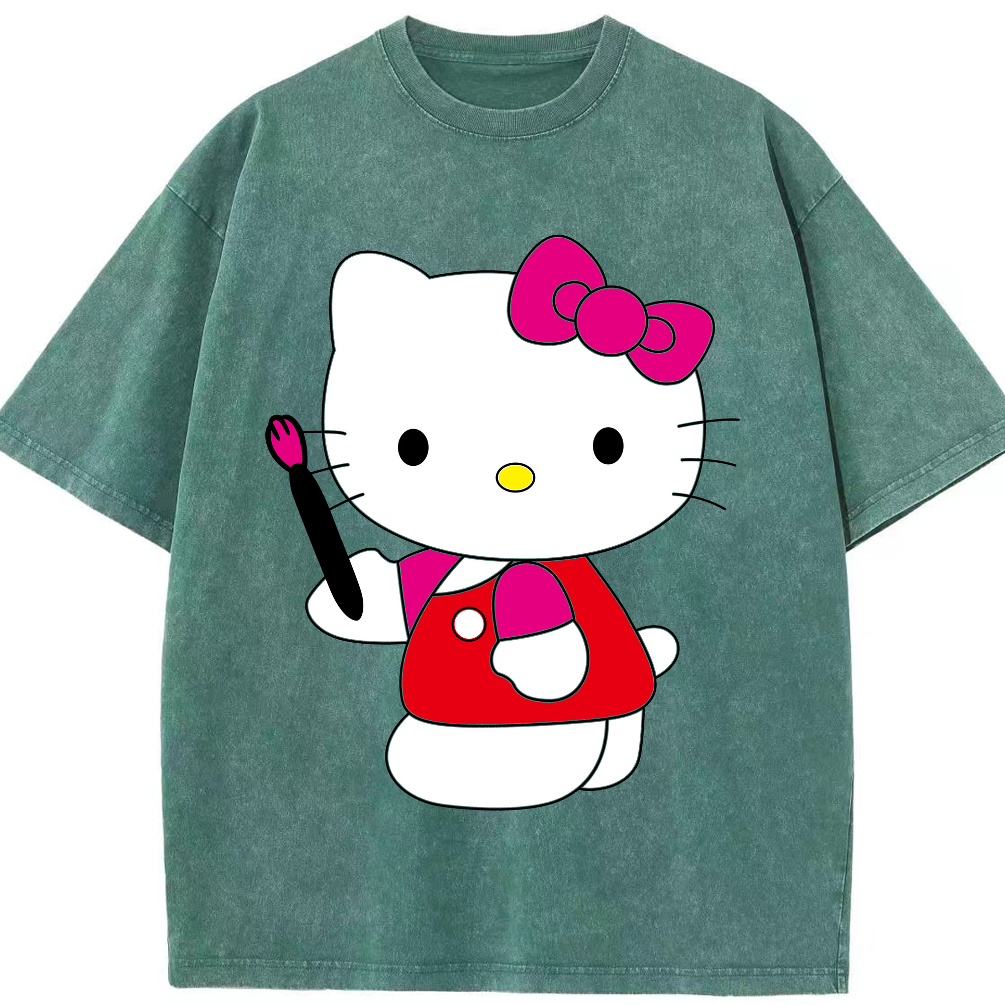 （画像用） Hello Kitty ハローキティ 綿100% ヴィンテージ風 半袖Tシャツ（フロントプリント）